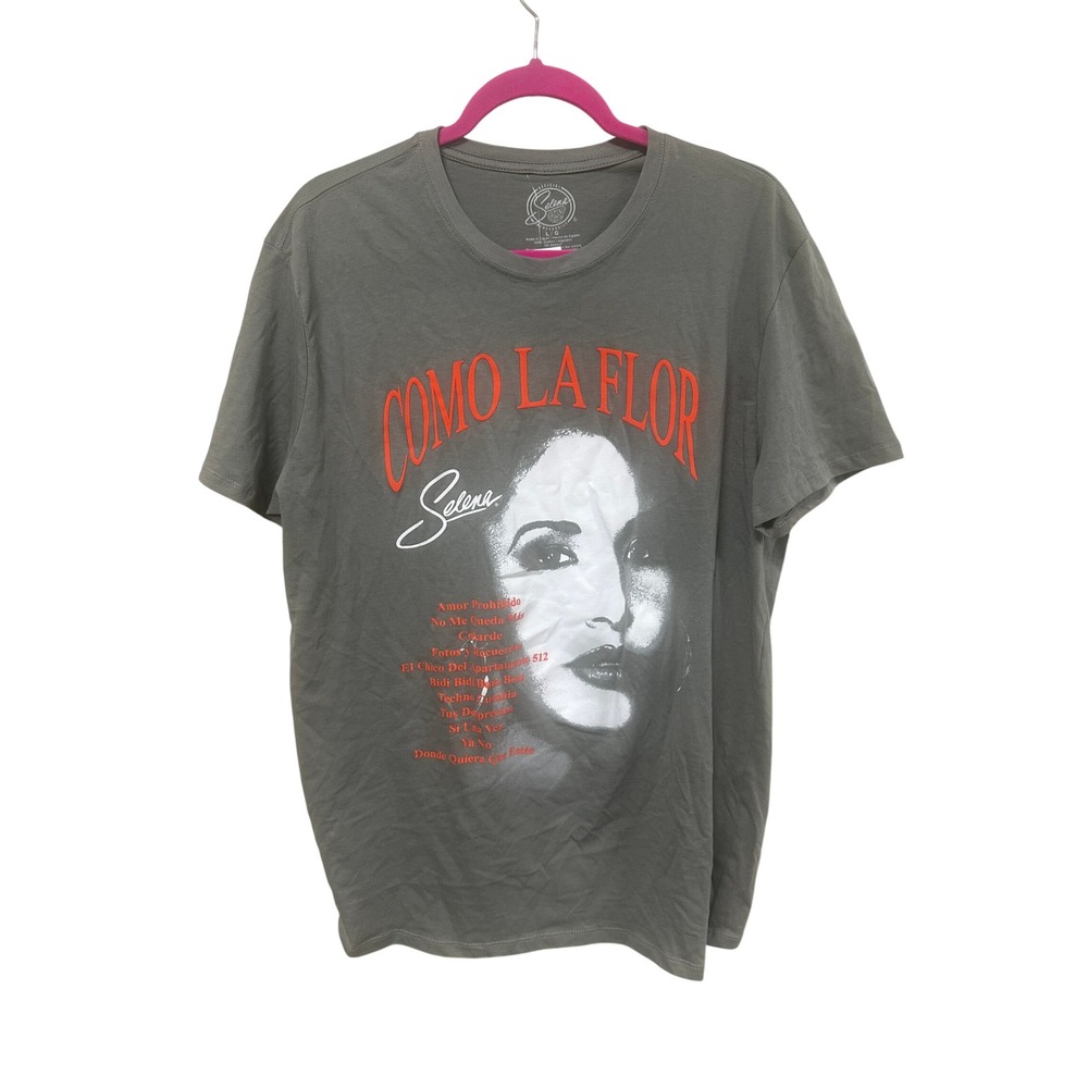 Selena Quintanilla Como La Flor Graphic T-Shirt Gray Cotton Music Tee Large NWT